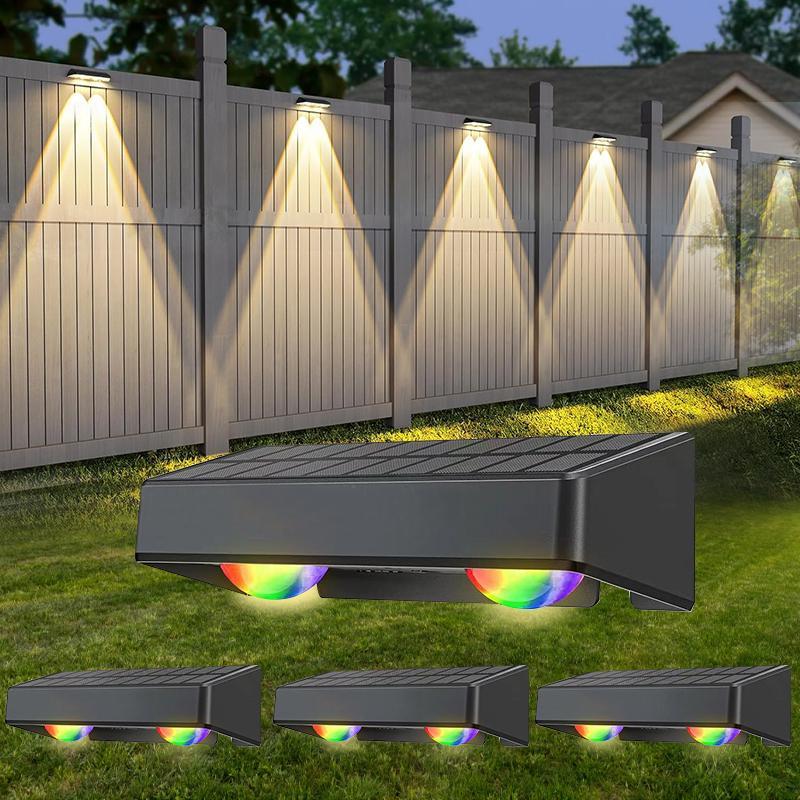 Product Introduction of Modern Solar Powered Fence Lights, Outdoor IP65 Waterproof LED Lights, Permanent Outdoor Lights RGB Garden Decorative Light with Accessories for Outside Wall, Deck, Patio, Yard, Home Decoration 12