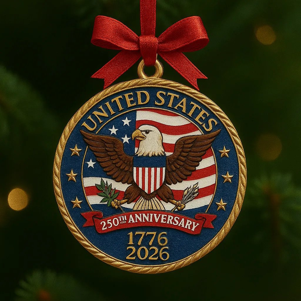 🌟Proudly made in Texas, USA🎄250th Anniversary of the United States Commemorative Ornament