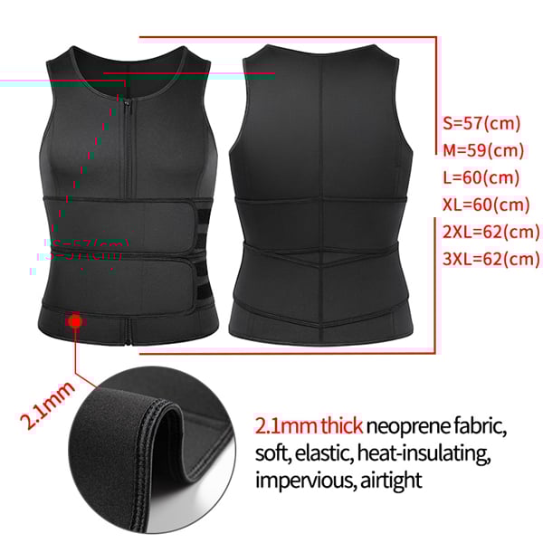 💪Men Body Shaper Sauna Vest Waist Trainer Double Belt