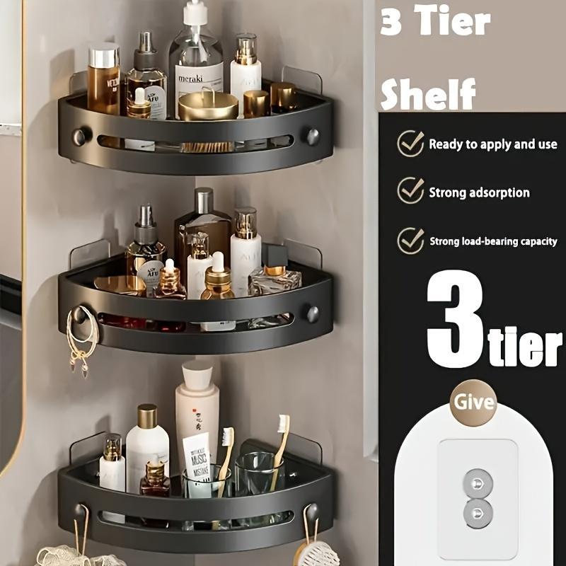 3-Pack Black Triangle Shower Caddy, 3-Tier Corner Shelves Shower Storage Rack, Drill Free Wall MountShower Organizer, 40lbs Load Capacity BathroomAccessories Towels Hook Toiletries 3-Pack Black Triangle Shower Caddy, 3-Tier Corner Shelves Shower Storage Rack, Drill Free Wall MountShower Organizer, 40lbs Load Capacity BathroomAccessories Towels Hook Toiletries