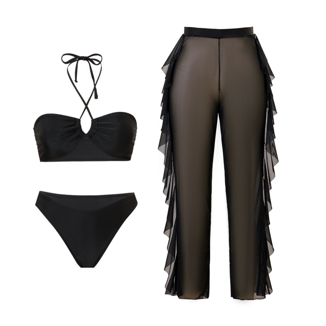 Sexy Black Bikini with Pants Swimsuit Set