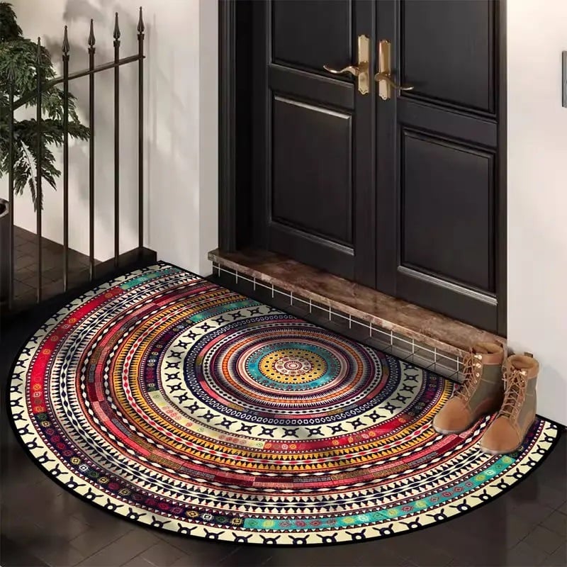 💖Halbrunde Fußmatte im Boho-Stil – rutschfester, weicher Bodenteppich