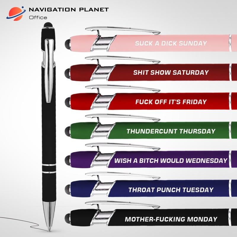 💝Funny Stress-Relief Daily Quotes Metal Ballpoint Pen Set (7 Pcs) | 🎁Office Christmas Gift Exchange