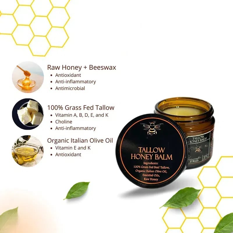 Organic Grass-Fed Beef Tallow Balm with Raw Honey 24 2bfb4fc241a22068c2ac027d5c0d35688c28a11e