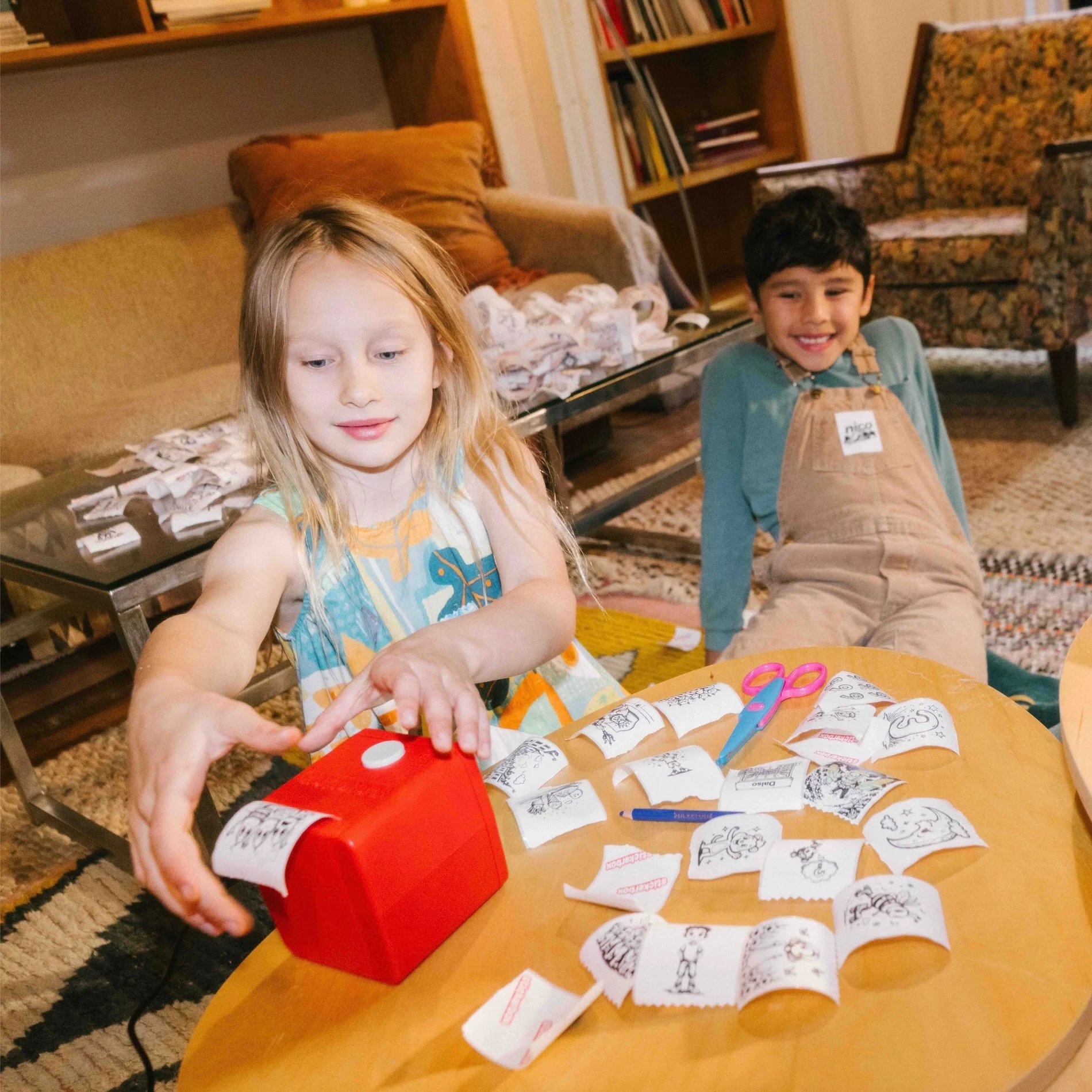 Kids Playing Together with Stickers