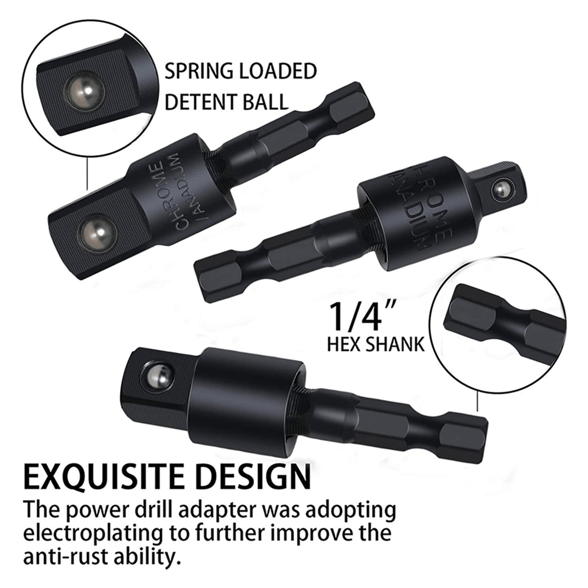 6Pcs Right Angle Drill Attachment Set with 105° Angle Drill Adapter and Impact Grade Socket Adapter