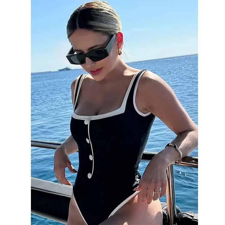 2025 New Color Blocking Skrit Two Piece Swimsuit Set ✨