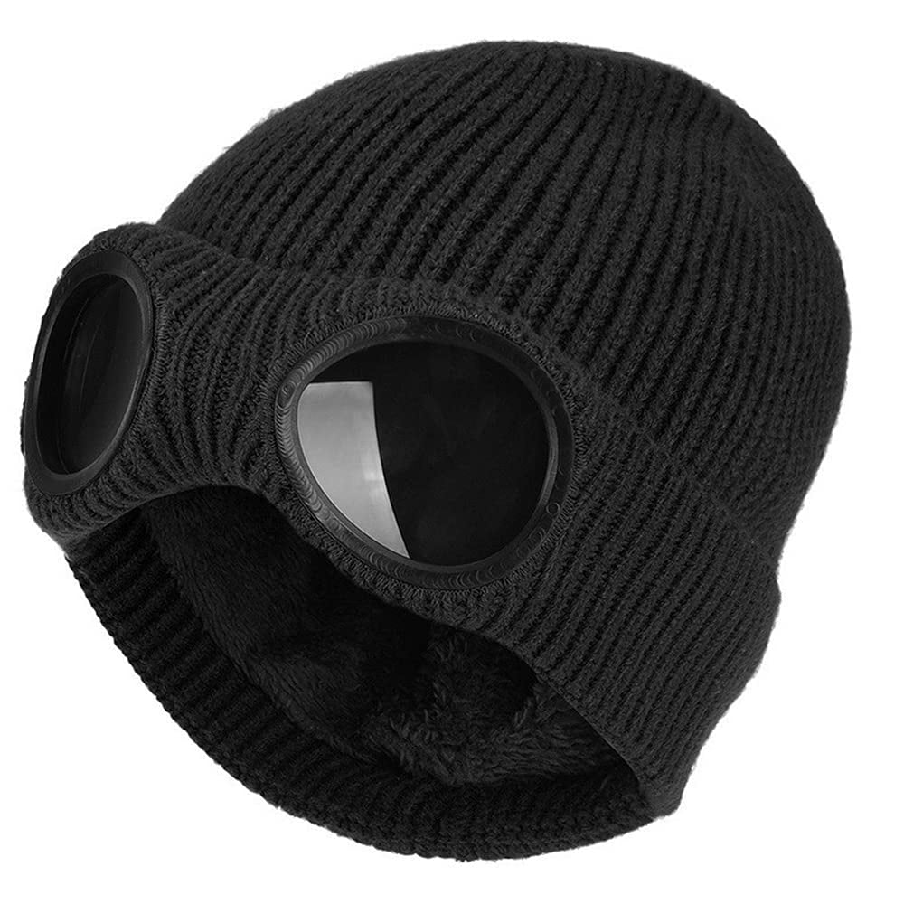 Unisex Goggle Knitted Beanie Hat