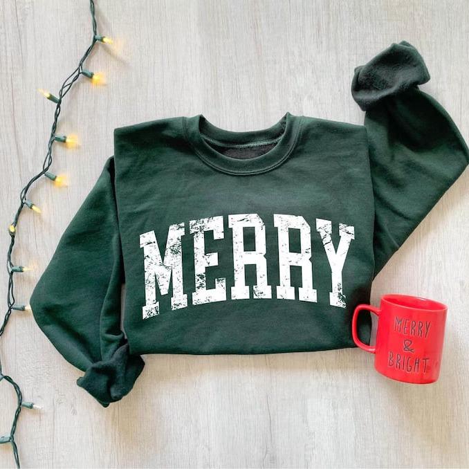 💐Merry Mood Retro Sweatshirt – Feel the Christmas Joy