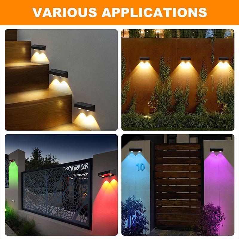 Product Introduction of Modern Solar Powered Fence Lights, Outdoor IP65 Waterproof LED Lights, Permanent Outdoor Lights RGB Garden Decorative Light with Accessories for Outside Wall, Deck, Patio, Yard, Home Decoration 8