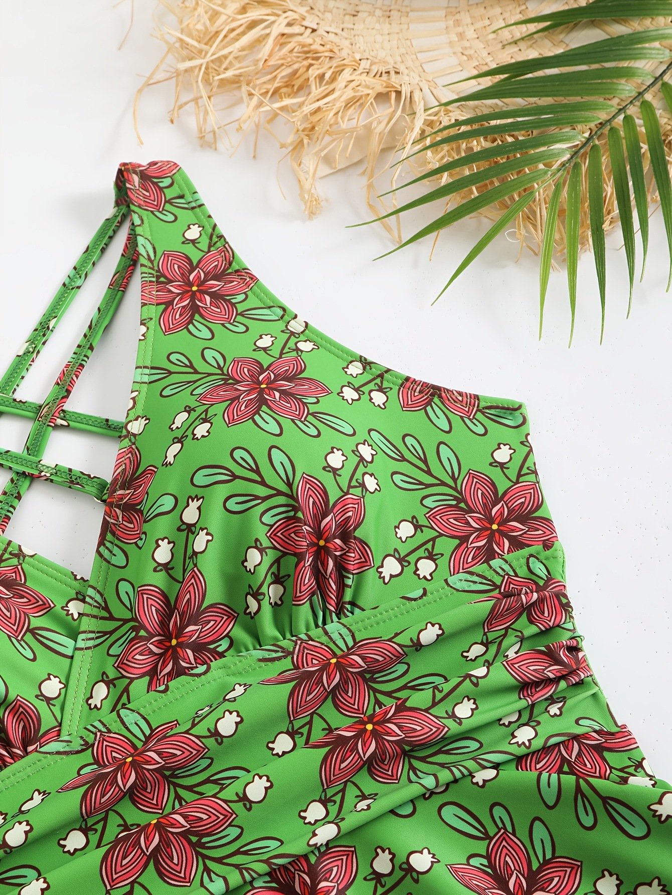 Sexy beach printed crisscross strap dress-style One Piece Swimsuit