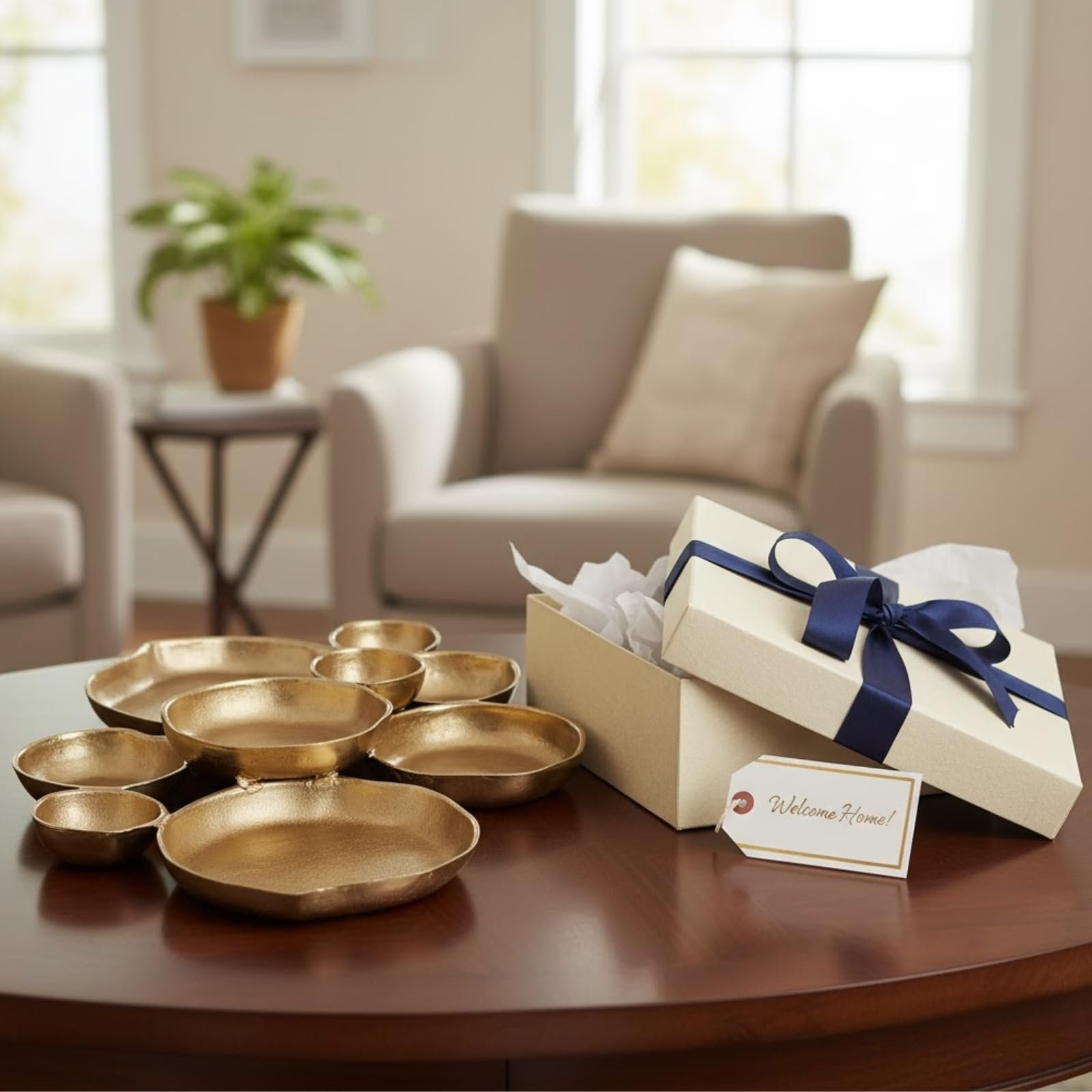 Gift box with gold bowls
