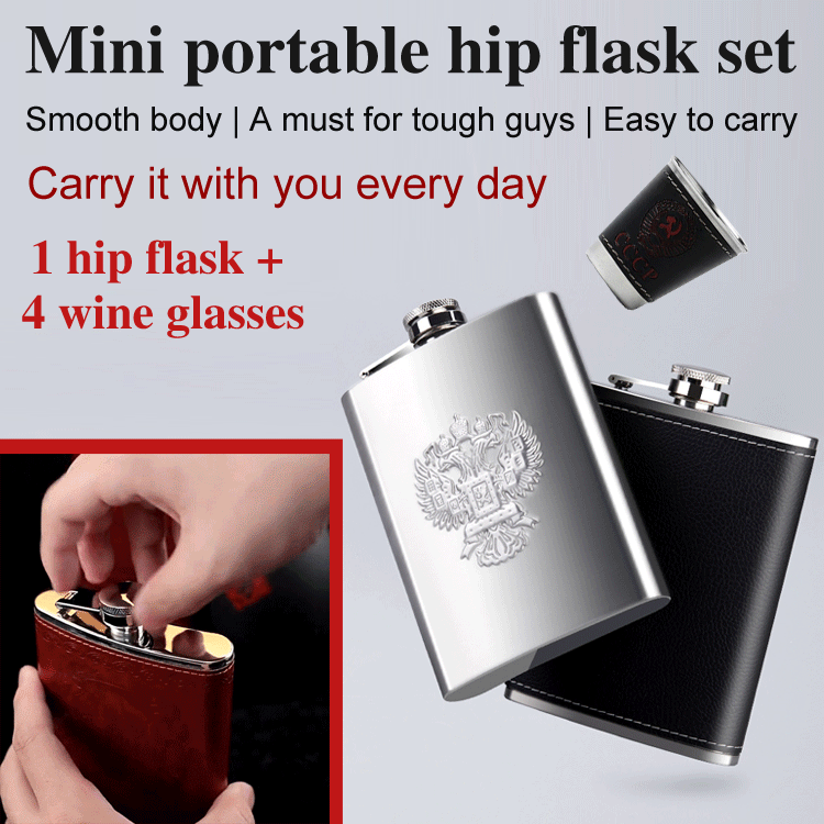 🔥Stainless steel Wine Pot Portable Hip Flask Travel Whiskey Alcohol