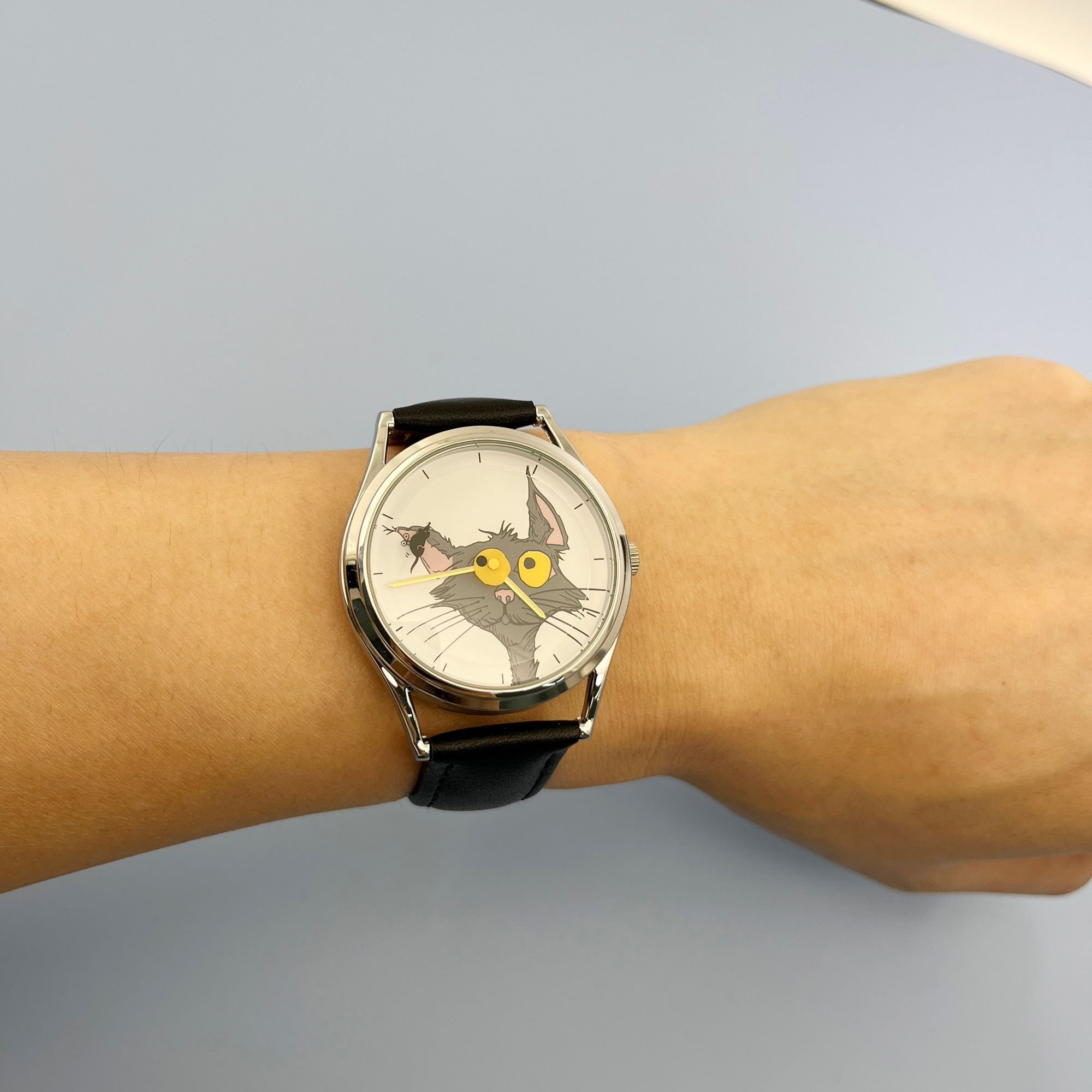 Cat watch on wrist
