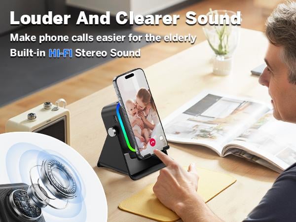 Wireless Induction Audio Speaker Stand, 5in1 Cellphone Holder, 3500mAh Rechargeable Emergency Power Bank,360° Adjustable Mobile Tablet Stand with Colorful Ambient Light Gifts for Men Women Wireless Induction Audio Speaker Stand, 5in1 Cellphone Holder, 3500mAh Rechargeable Emergency Power Bank,360° Adjustable Mobile Tablet Stand with Colorful Ambient Light Gifts for Men Women