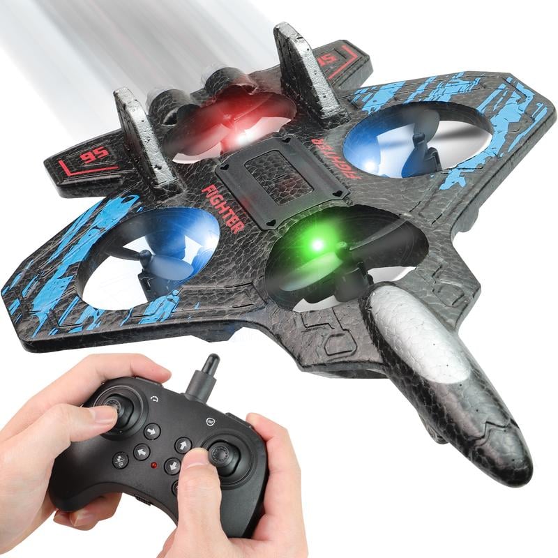 RC Airplanes Aircraft Jet with Light – 360° Air Roll Remote Control Airplane Toy for Kids, Flying Toys 0