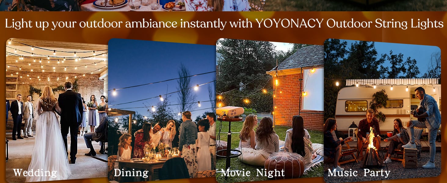 YOYONACY Outdoor String Lights YOYONACY Outdoor String Lights