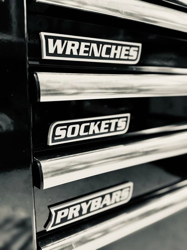 ColKy Designs - Custom Premium Magnetic Toolbox Labels for Tool Organization - 12 Pack of High Quality 3D Printed Personalized Magnets for Metal Cabinets, Drawers, Tool Chests, Decor Plastic Gift - Maed to Order • Core Colors • No Custom Text