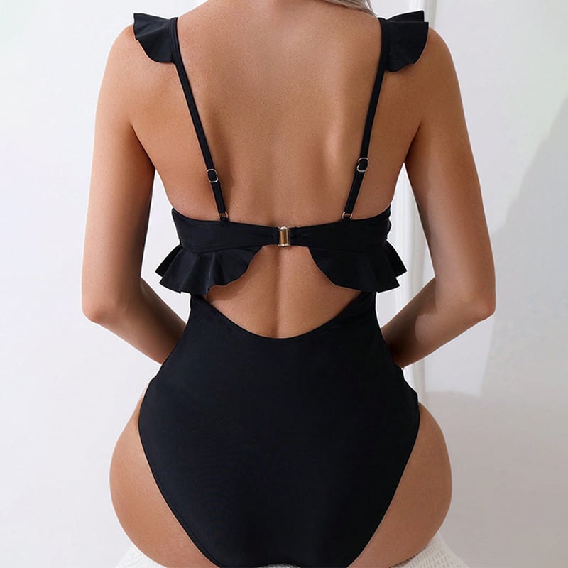 V Neck Ruffle One Piece Swimsuit 👙