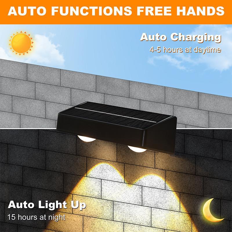 Product Introduction of Modern Solar Powered Fence Lights, Outdoor IP65 Waterproof LED Lights, Permanent Outdoor Lights RGB Garden Decorative Light with Accessories for Outside Wall, Deck, Patio, Yard, Home Decoration 17