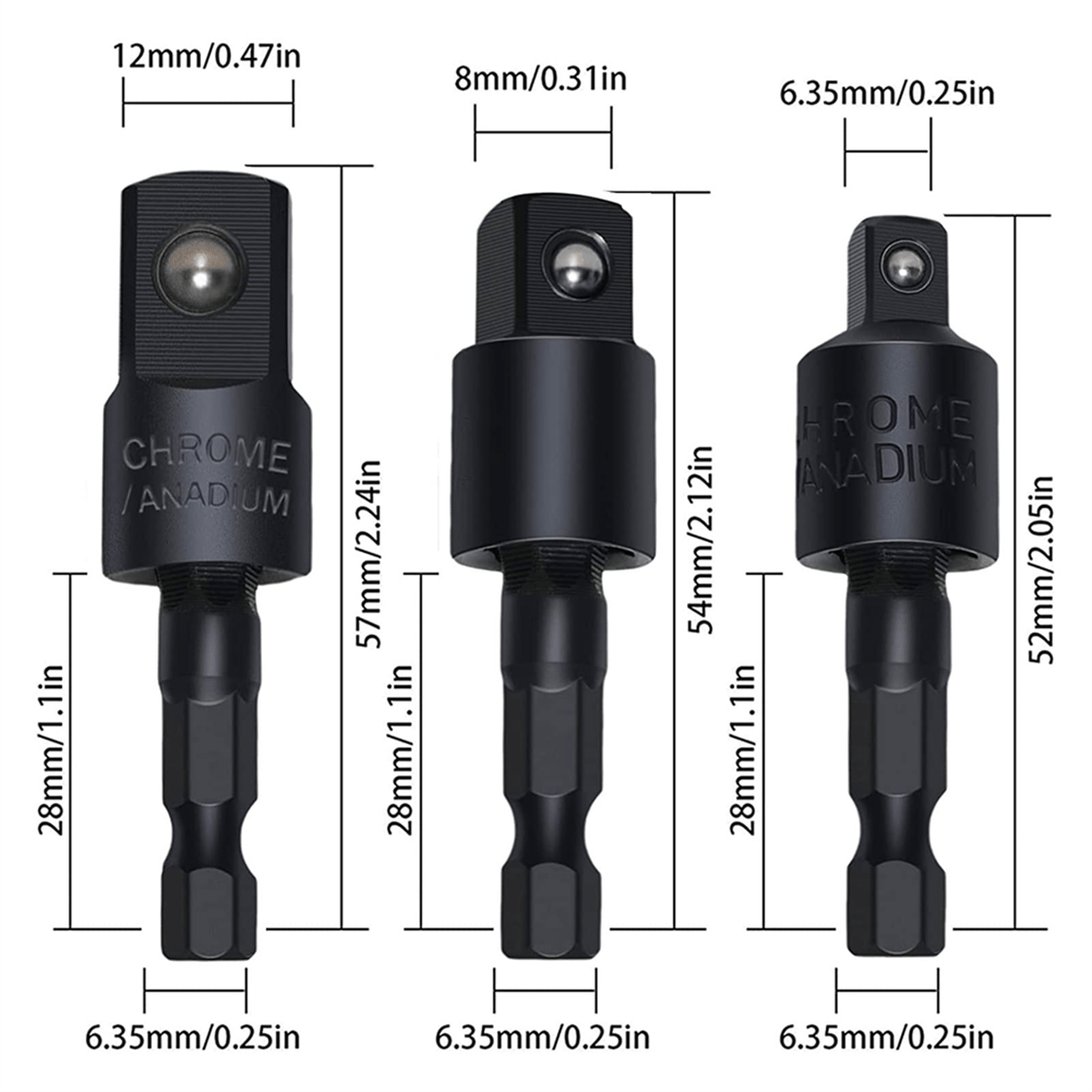 6Pcs Right Angle Drill Attachment Set with 105° Angle Drill Adapter and Impact Grade Socket Adapter