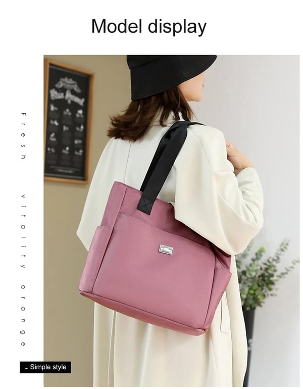 Large Capacity Water Repellent Multi Pocket Nylon Shoulder Bag