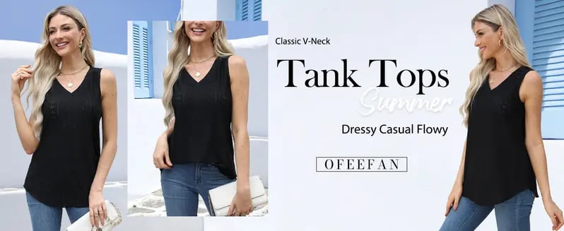Produktintroduksjon av WIHOLL Dame-T-topp Ermeløs Mønster Broderi Scoop Neck Løs Passform Avslappet Sommer Flagrende #Springtok 7