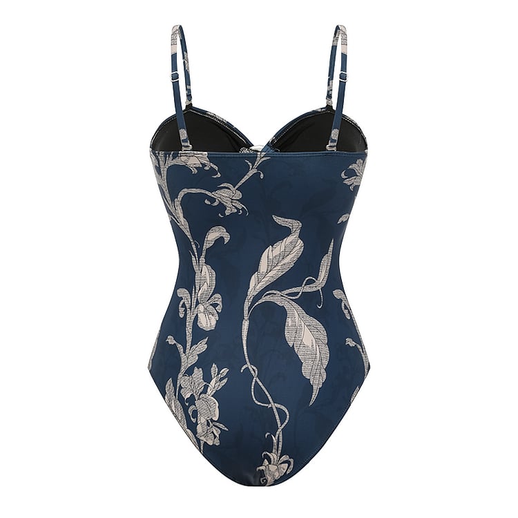 💖 Cutout Printed One Piece  and Sarong Swimsuit Set