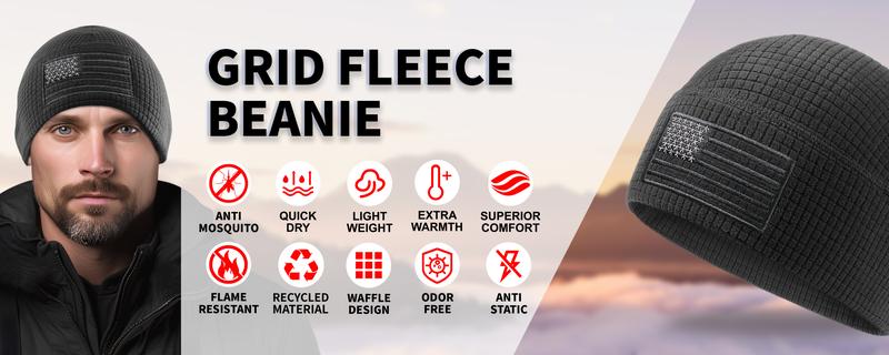 OUTDOOR SHAPING Tactical Military Fleece Beanie, American Flag Embroidery Waffle Watch Cap, Hunting Winter Hat for Men OUTDOOR SHAPING Tactical Military Fleece Beanie, American Flag Embroidery Waffle Watch Cap, Hunting Winter Hat for Men