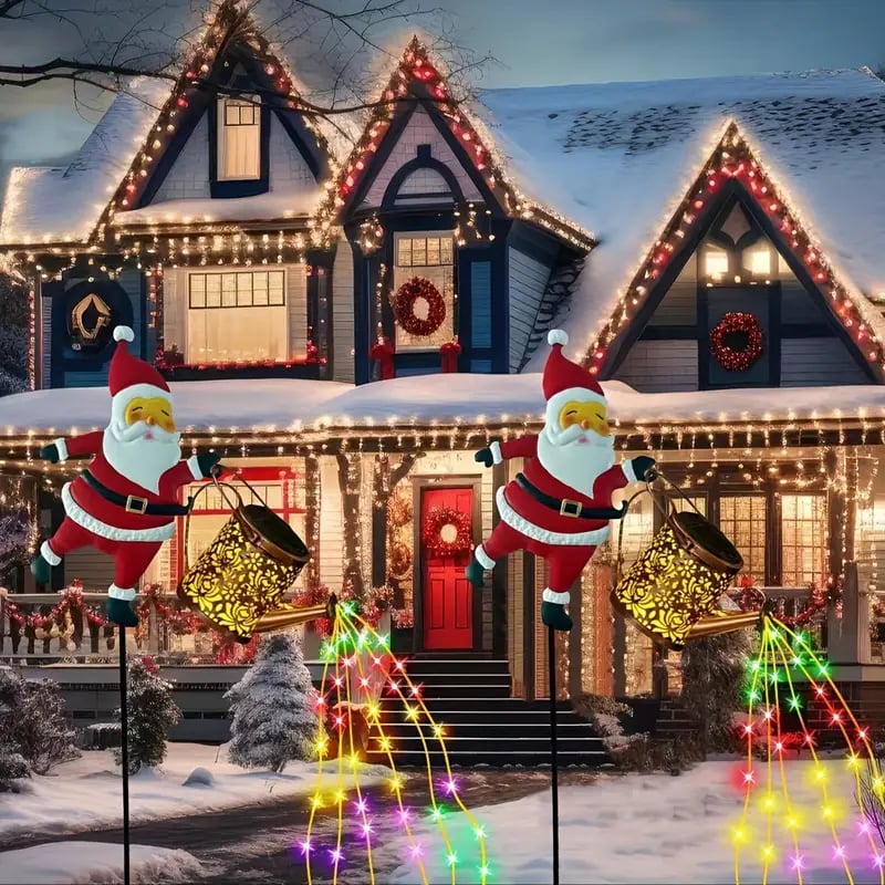 solar christmas lights with fairy watering   outdoor garden patio decor solar powered   lights with   effect durable   construction for holiday decorations christmas lights outdoor solar 4