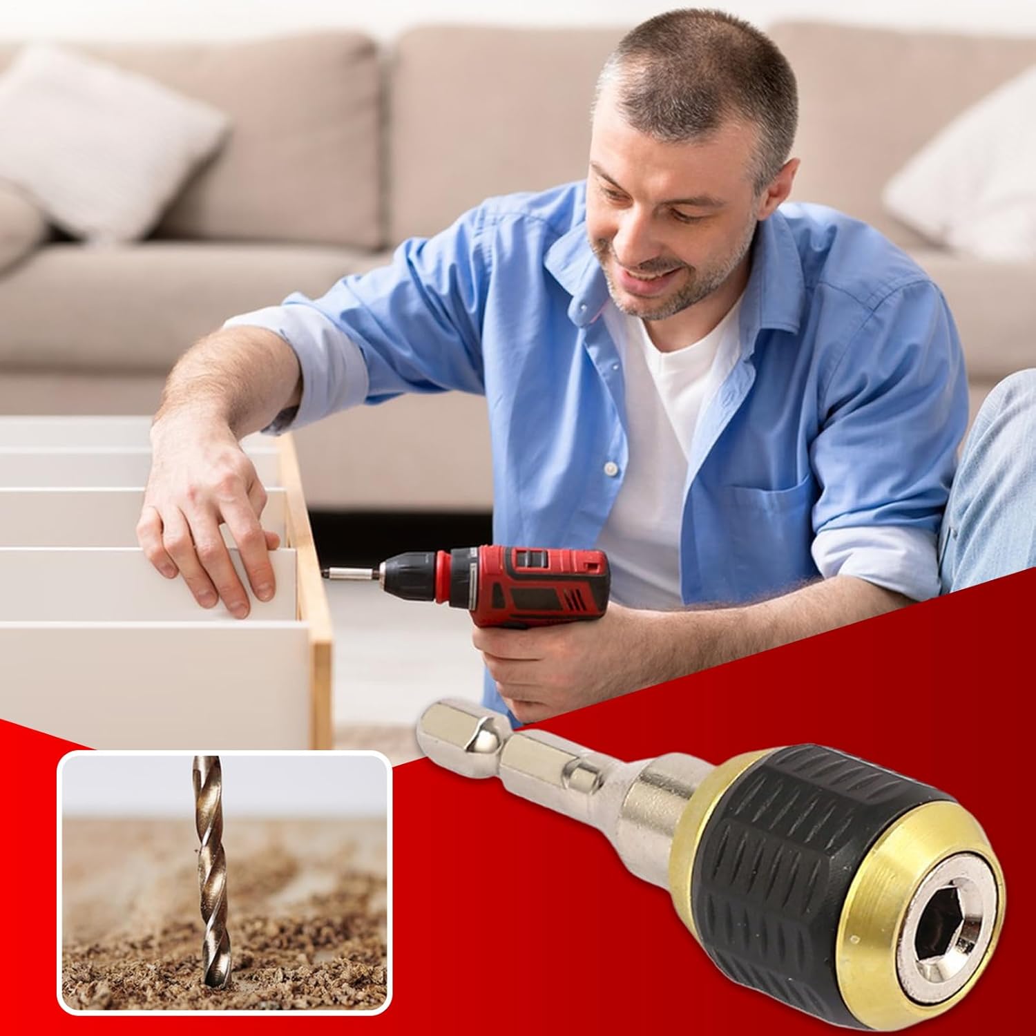 🏆Blitzangebot⚡ Sechskantschaft-Schnellwechseladapter für Bohrmaschinen – Hochleistungs-Steckschlüssel-Konverter
