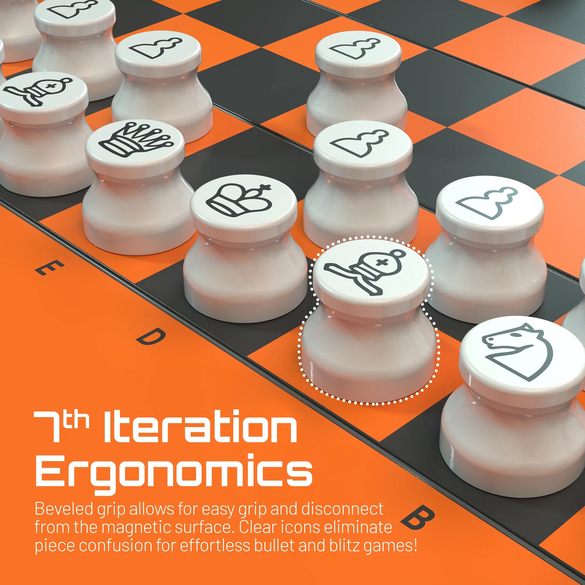 portable chess set with beveled chess pieces