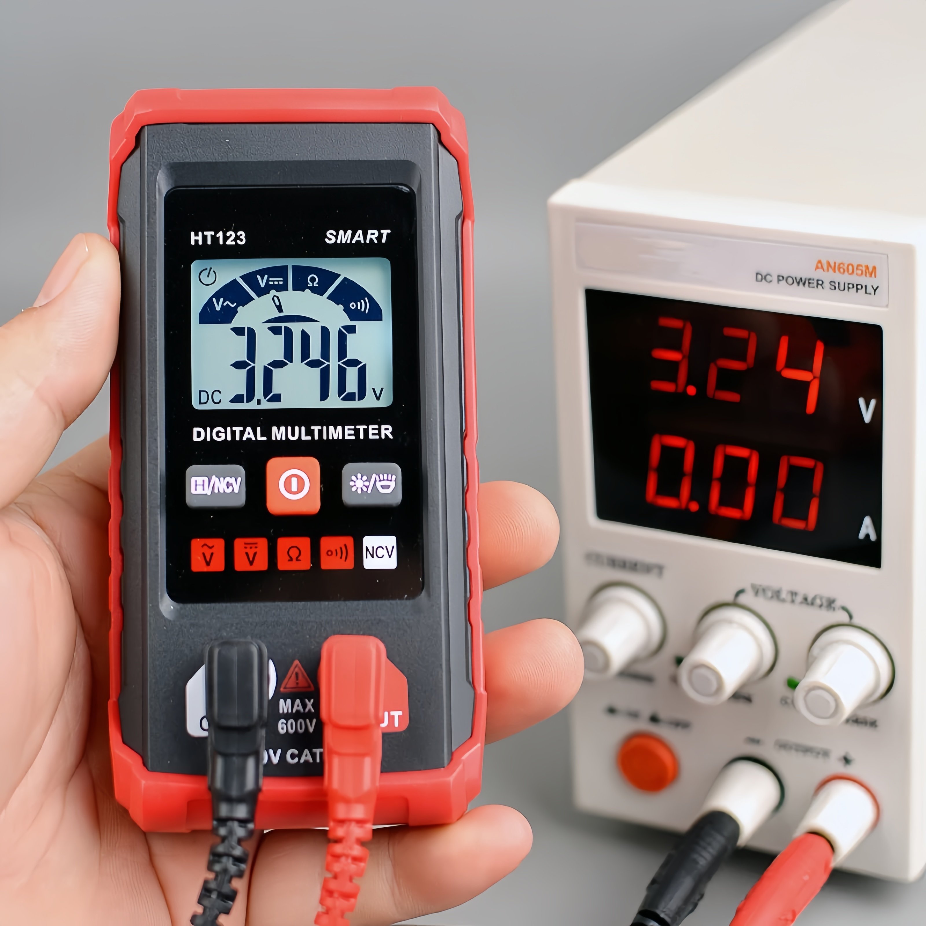 👍Neues automatisches Digitalmultimeter HT – mit berührungsloser Spannungsfunktion für Wechsel-/Gleichspannung (rot)