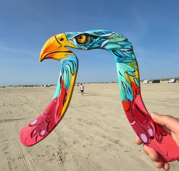 Hand-Painted Eagle Boomerang