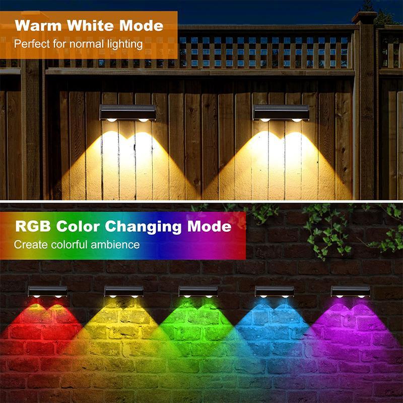 Product Introduction of Modern Solar Powered Fence Lights, Outdoor IP65 Waterproof LED Lights, Permanent Outdoor Lights RGB Garden Decorative Light with Accessories for Outside Wall, Deck, Patio, Yard, Home Decoration 20