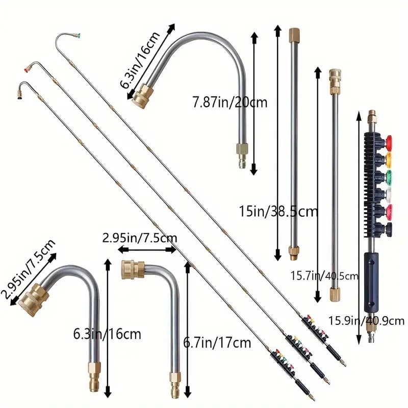 10pcs set high pressure washer extension wand 1 4 quick connect power washer lance with 6 nozzle tips 30 90 120 gutter cleaning curved rod 4000 psi uesd for roof drainage ditch exterior walls 2 10pcs set high pressure washer extension wand 1 4 quick connect power washer lance with 6 nozzle tips 30 90 120 gutter cleaning curved rod 4000 psi uesd for roof drainage ditch exterior walls 2