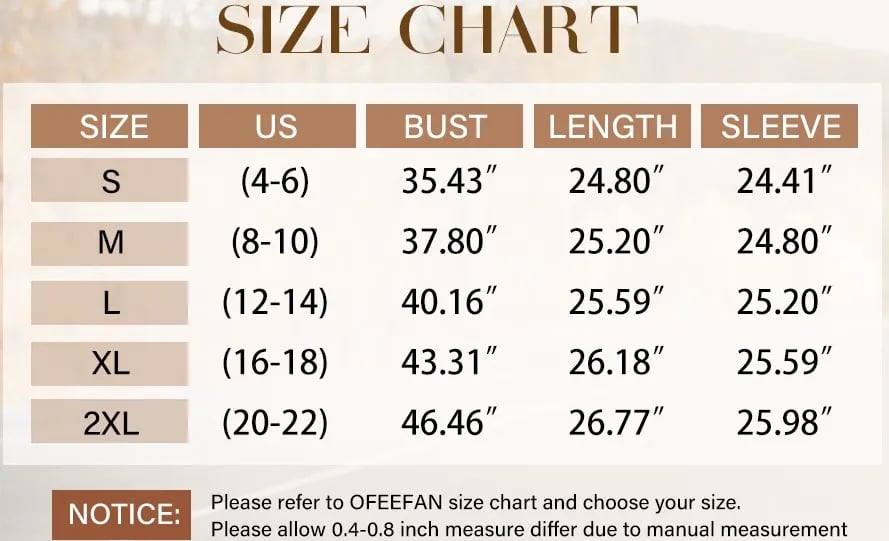 size chart
