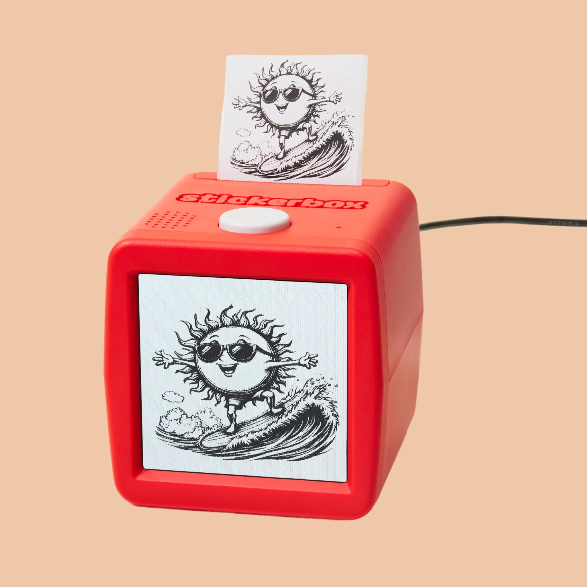 Magic Sticker Printer Generating Sun Illustration