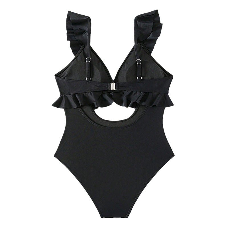 V Neck Ruffle One Piece Swimsuit 👙