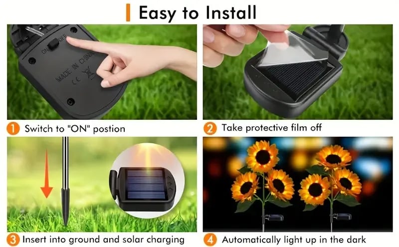 2 Packs Sunflower Solar Lights Outdoor Decor With 3 Led Sunflower Yellow Flower Lights Decorative For Patio Lawn Garden Yard Pathway Decoration Sports & Outdoors Temu details 9